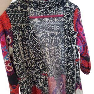 Print Vintage Open Cardigan